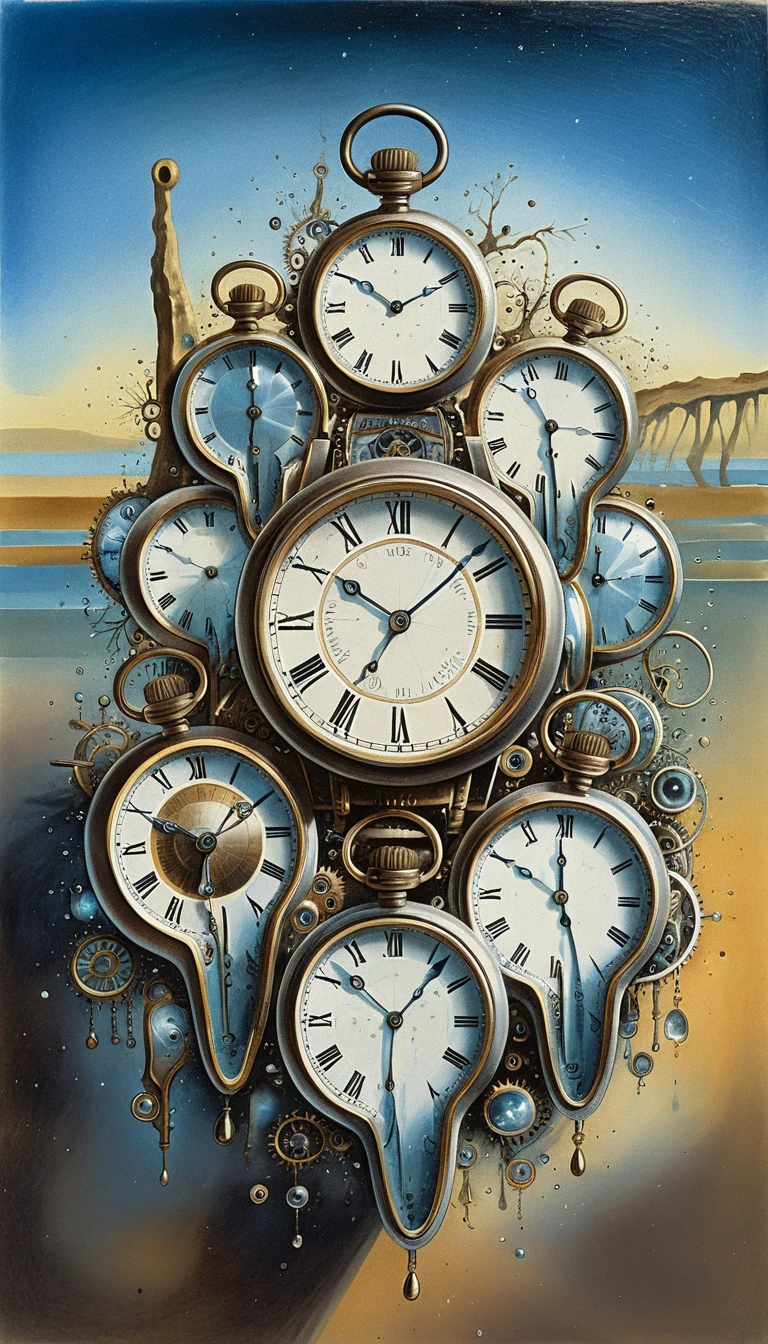 Máquina del tiempo steampunk surreal en una nebulosa cósmica