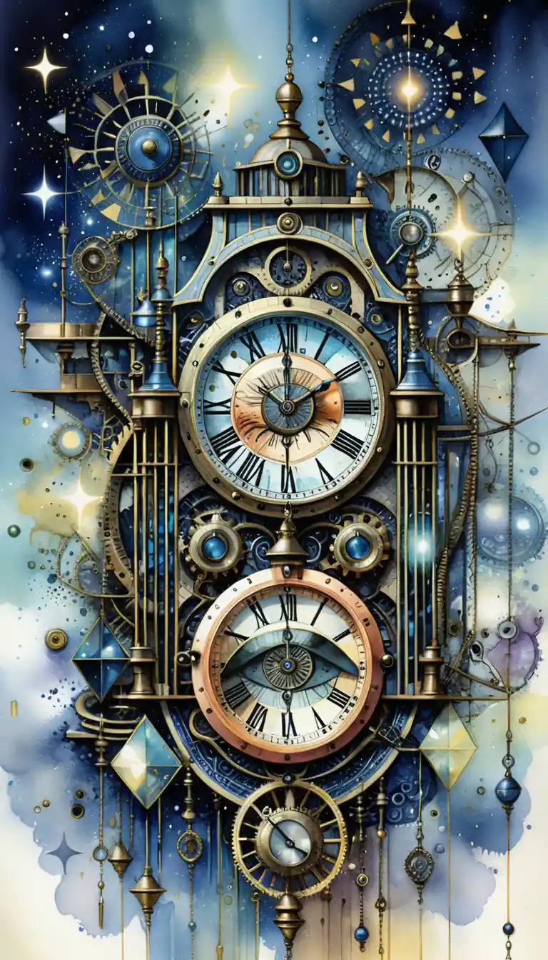 Steampunk smartphone clock fused with ornate clockwork gears