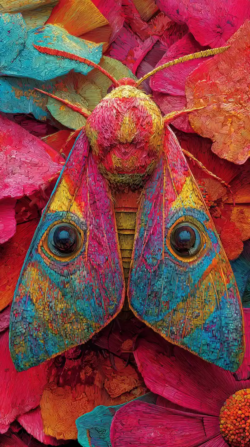 Psychedelic Mixed Media Butterfly On Floral Petal