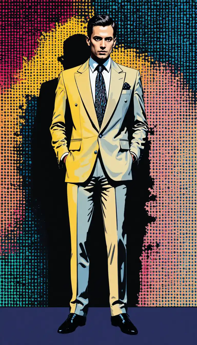 Stylized pop art portrait of a man in a fine suit