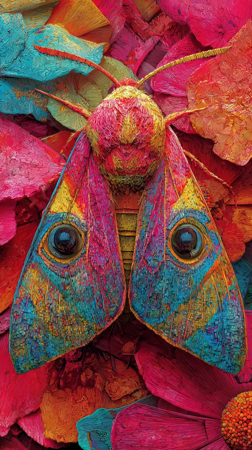 Psychedelic Mixed Media Butterfly On Floral Petal