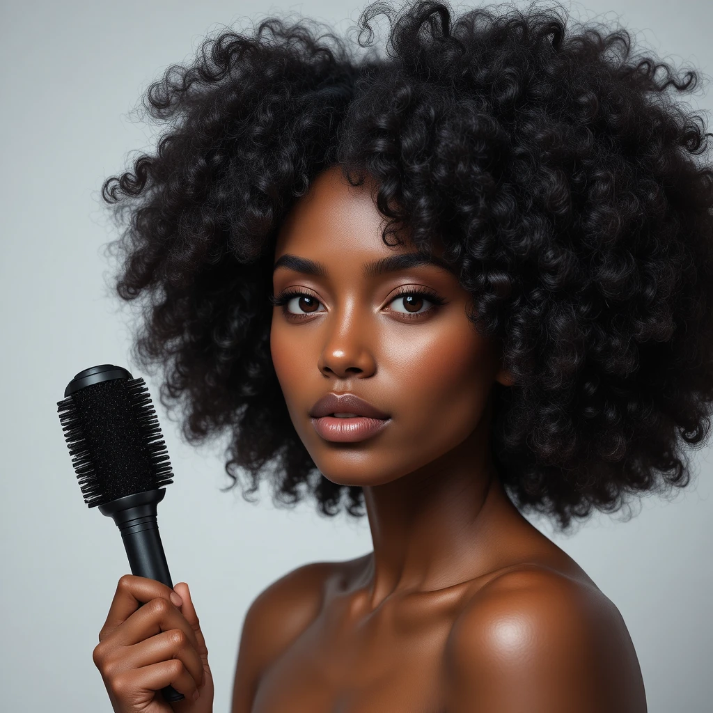 Confident Black woman portrait with natural afro hairstyle