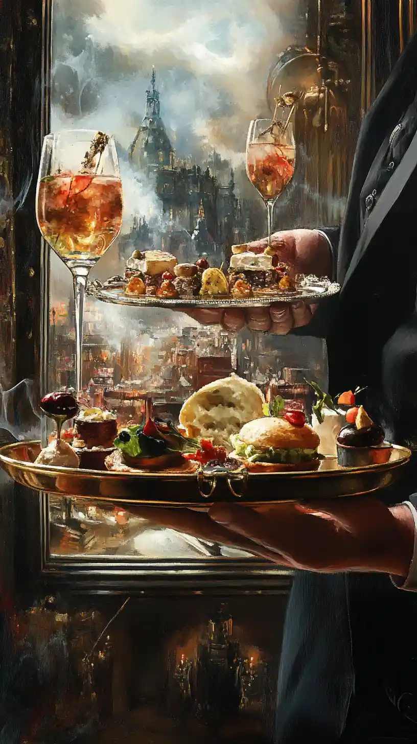 Elegant tray passer offering hors d oeuvres at chic event