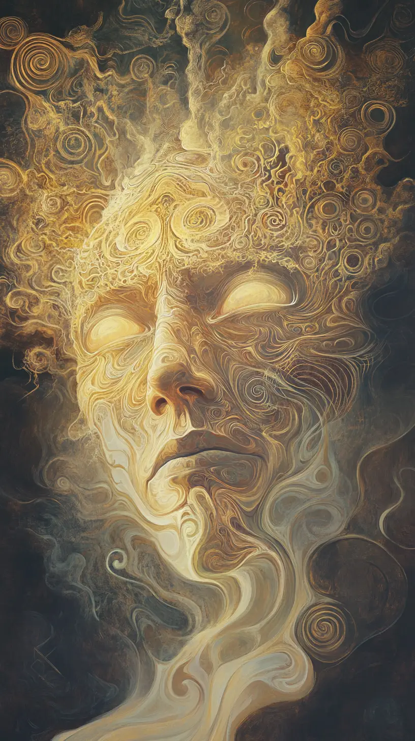Surreal close up portrait of a mystical sandman figure