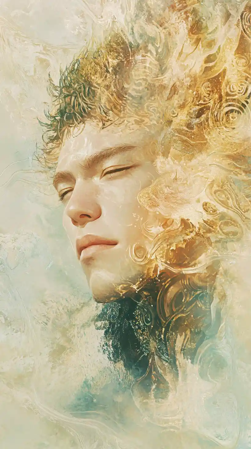 Surreal portrait of a man with a distorted dreamlike face