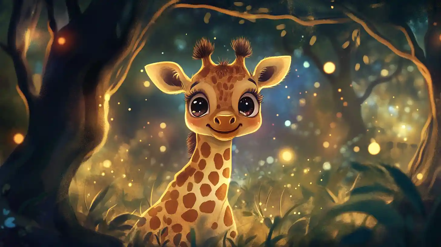 Dolce giraffina nella magica savana al crepuscolo