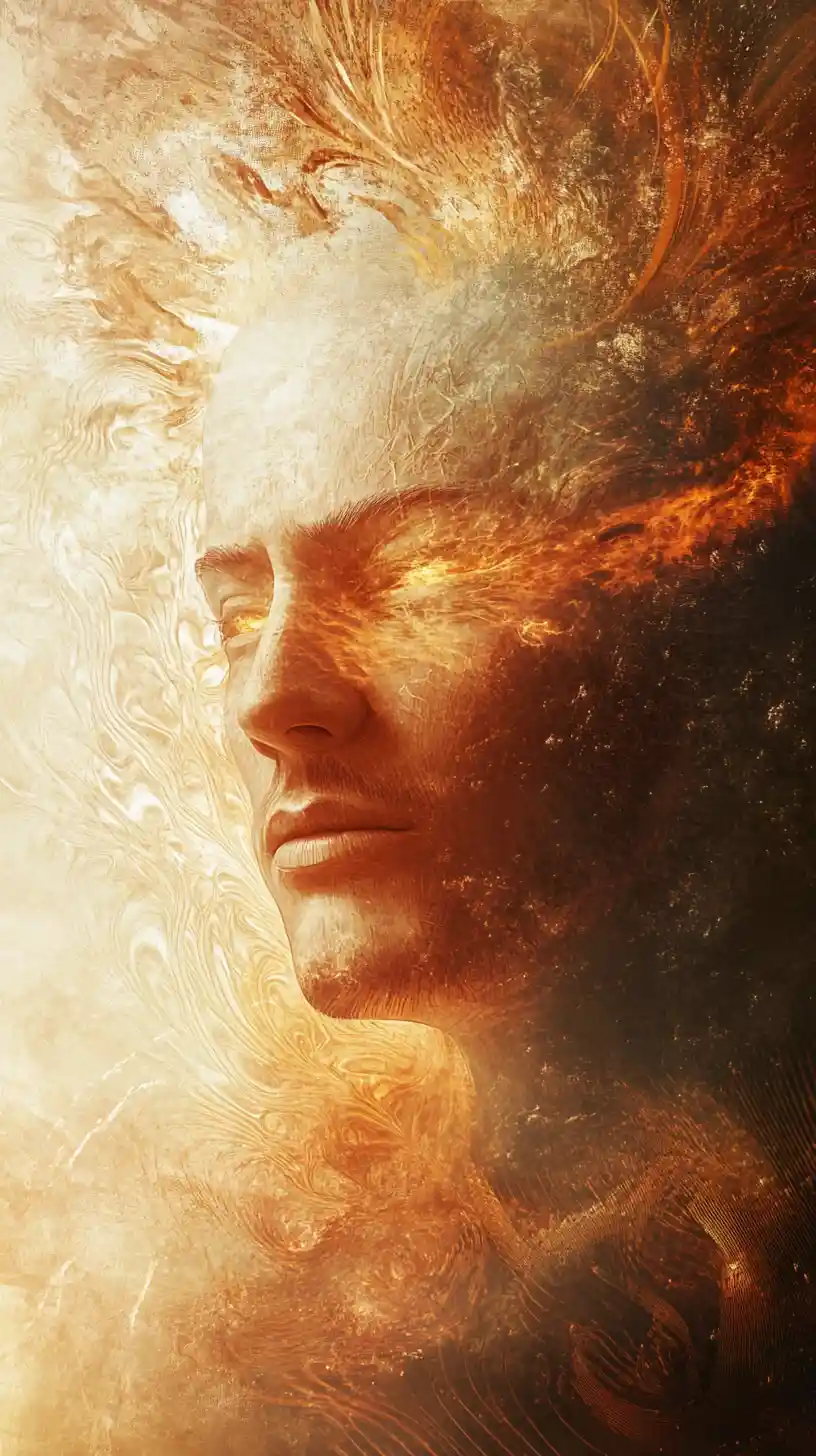 Surreal portrait of a man with abstract distorted face
