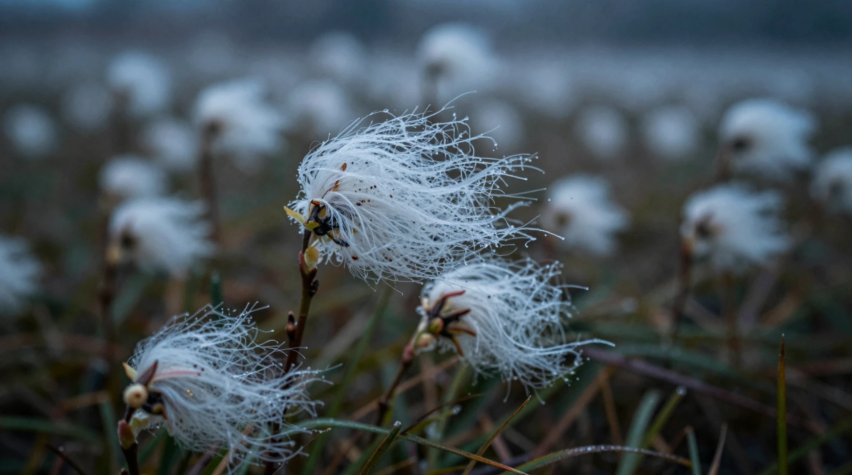 Fiori delicati sepolti in una fredda notte di pioggia