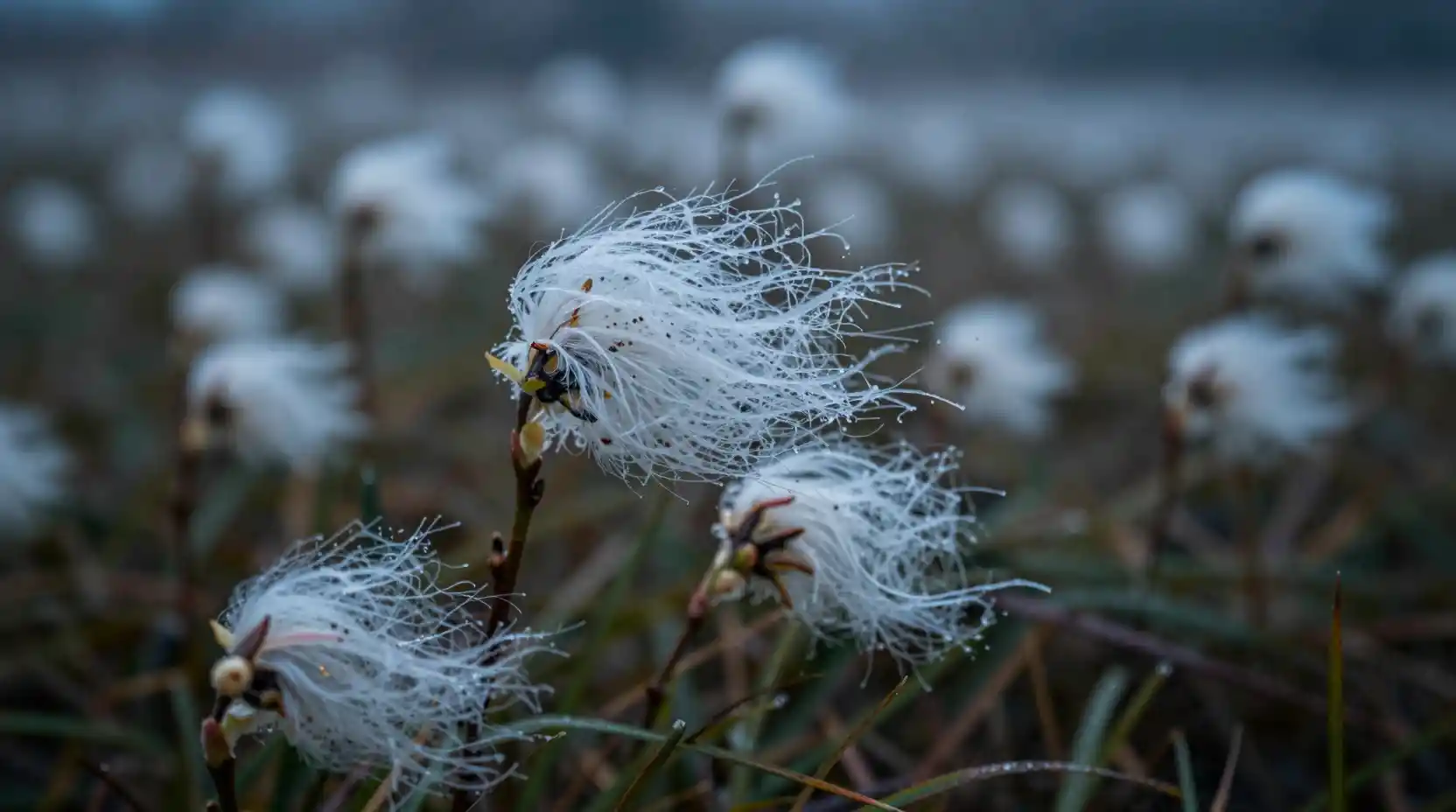 Fiori delicati sepolti in una fredda notte di pioggia