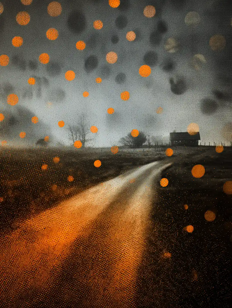 Surreal abstract artwork with ben day dot texture