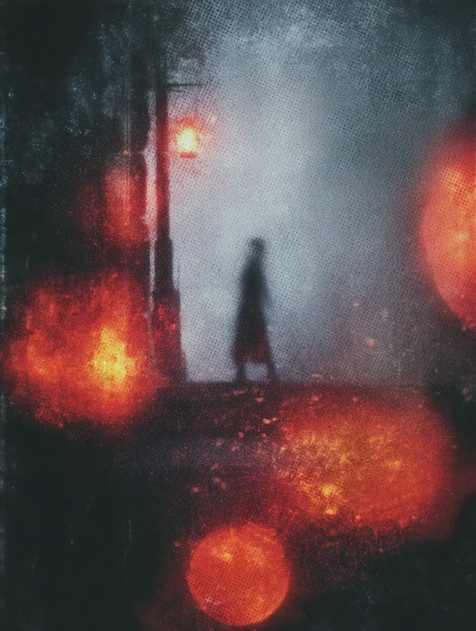 Abstract moody artwork with ben day dot texture