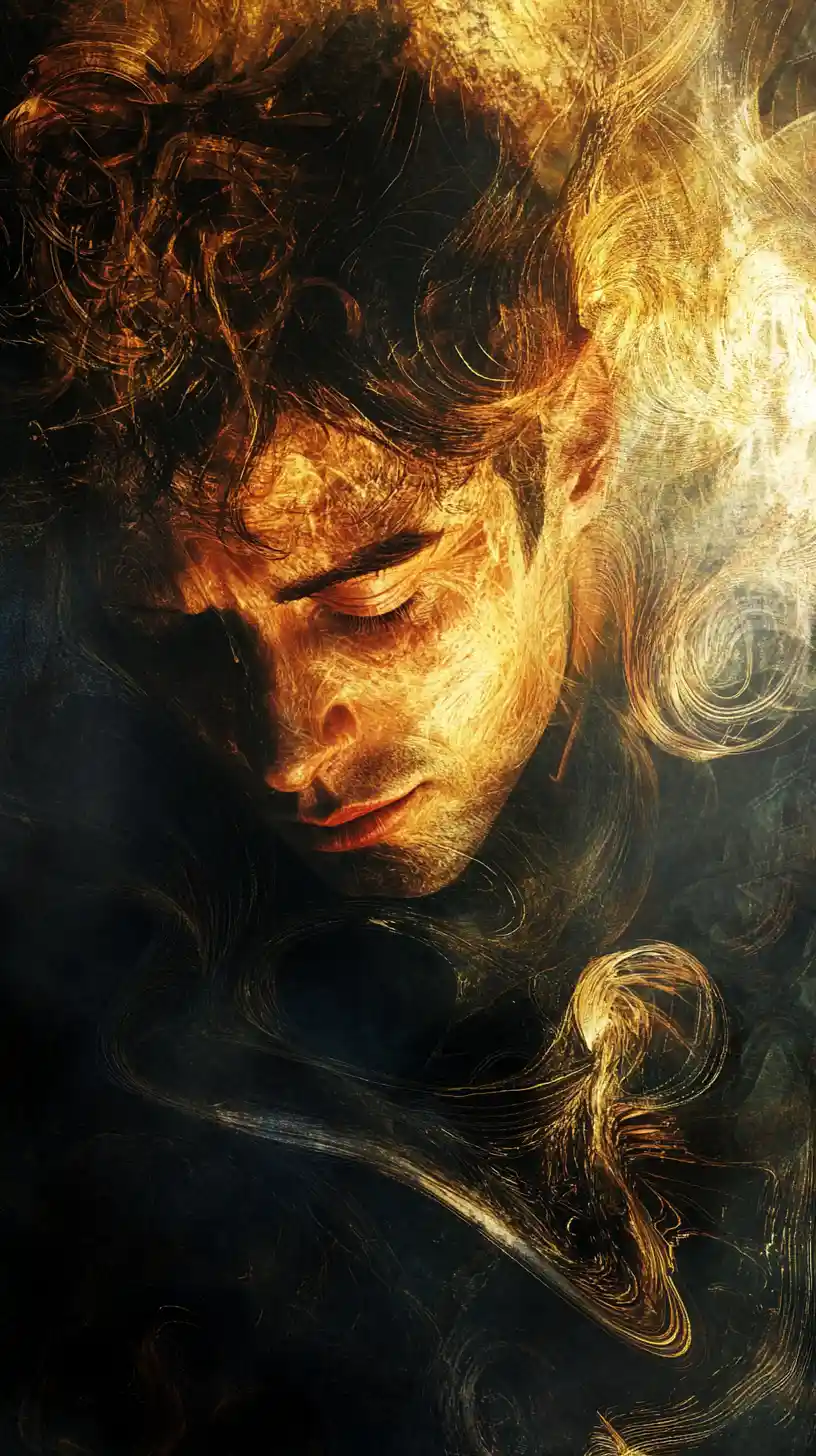 Surreal portrait of a man with a distorted abstract face