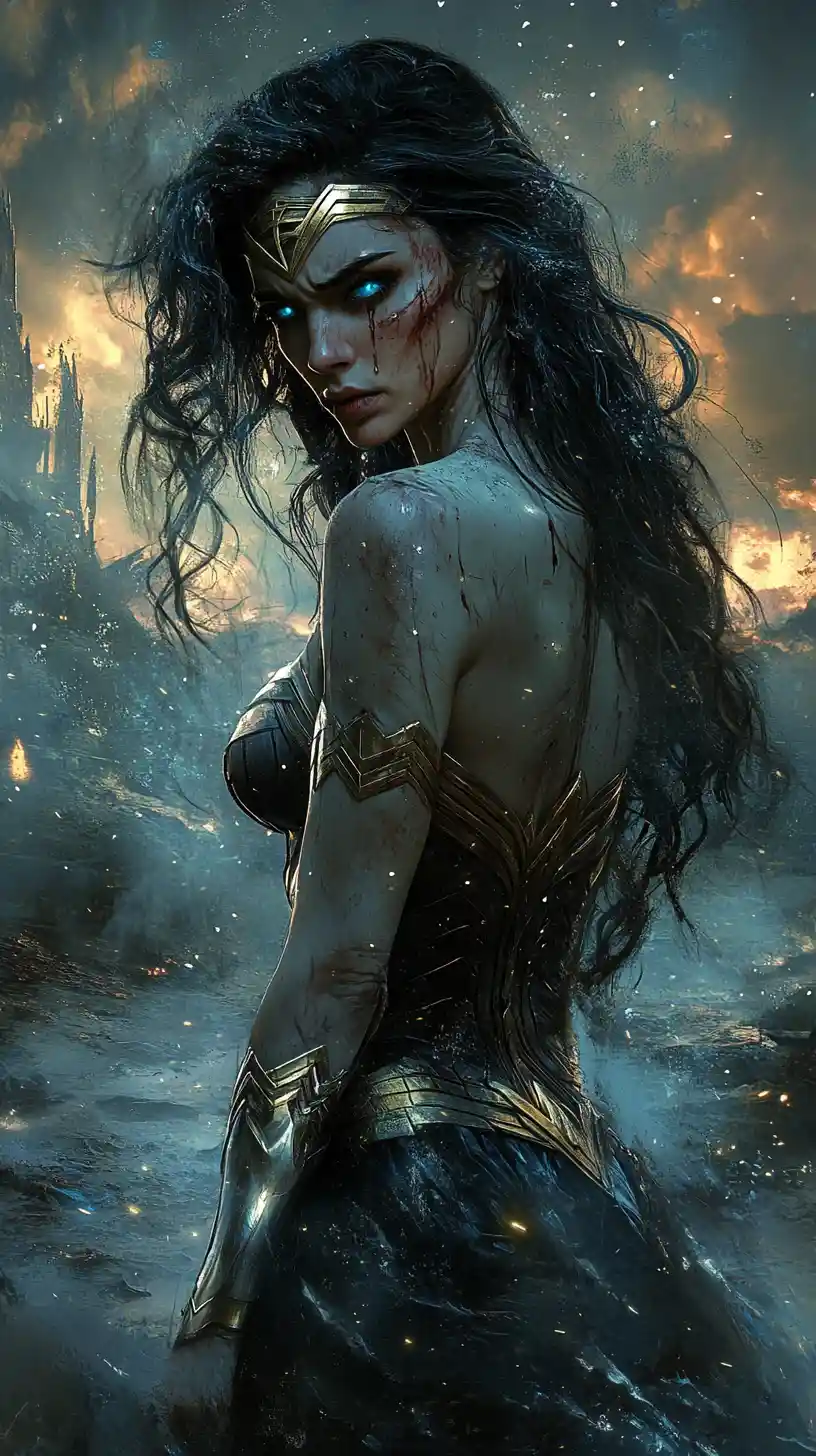 Weary warrior woman in a desolate post apocalyptic wasteland