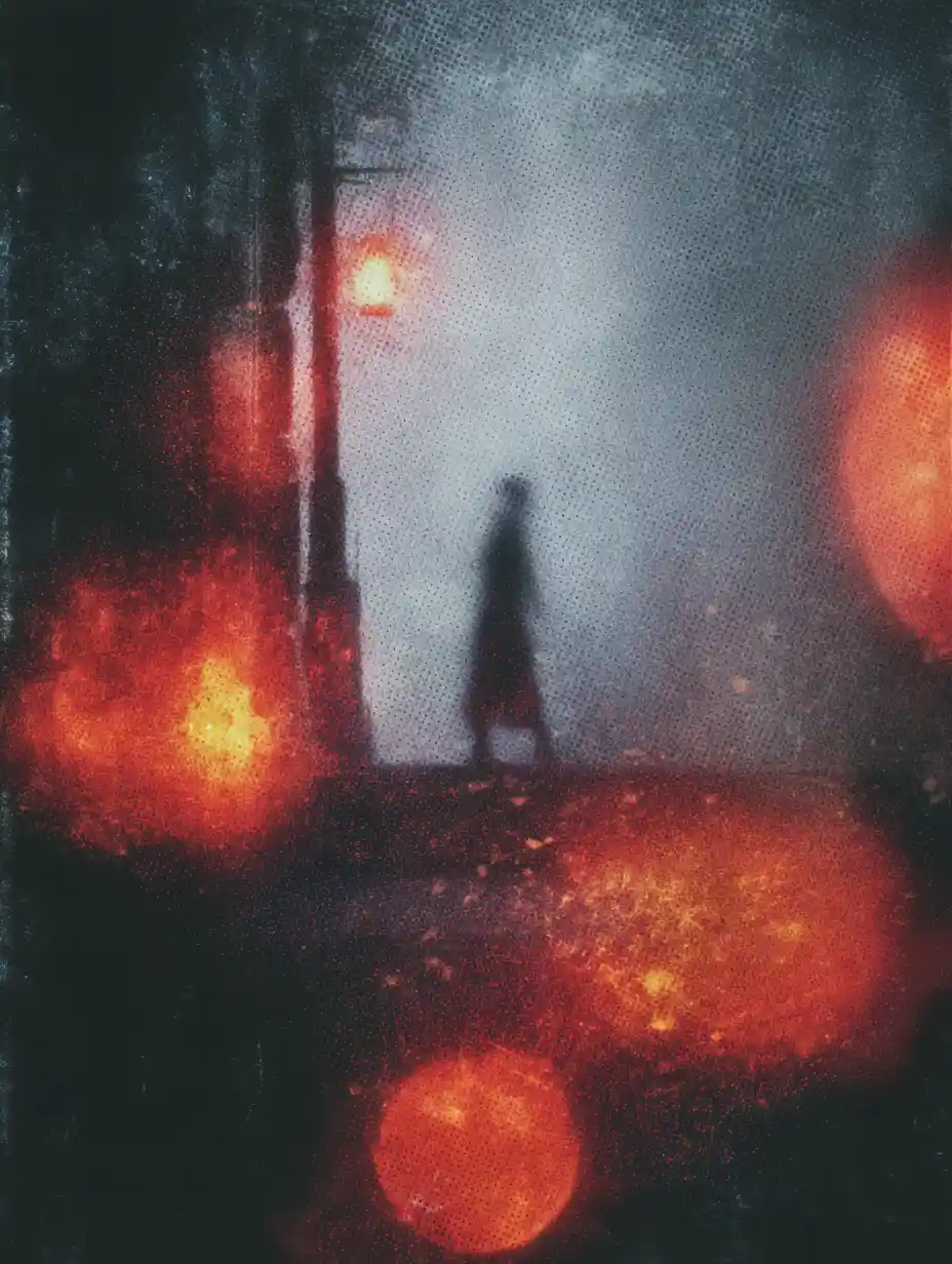 Abstract moody artwork with ben day dot texture