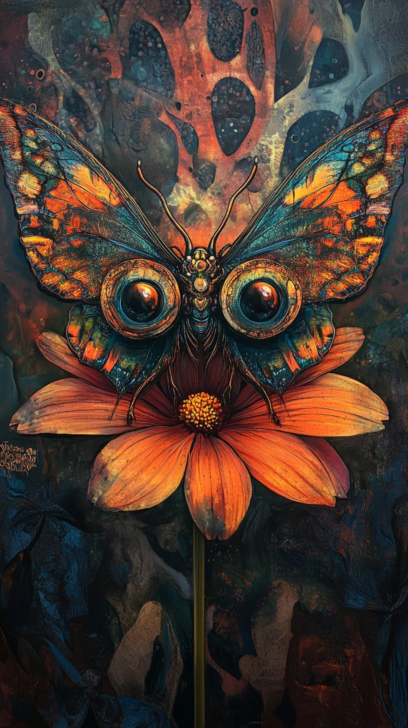 Psychedelic Butterfly Creature On A Daisey Petal