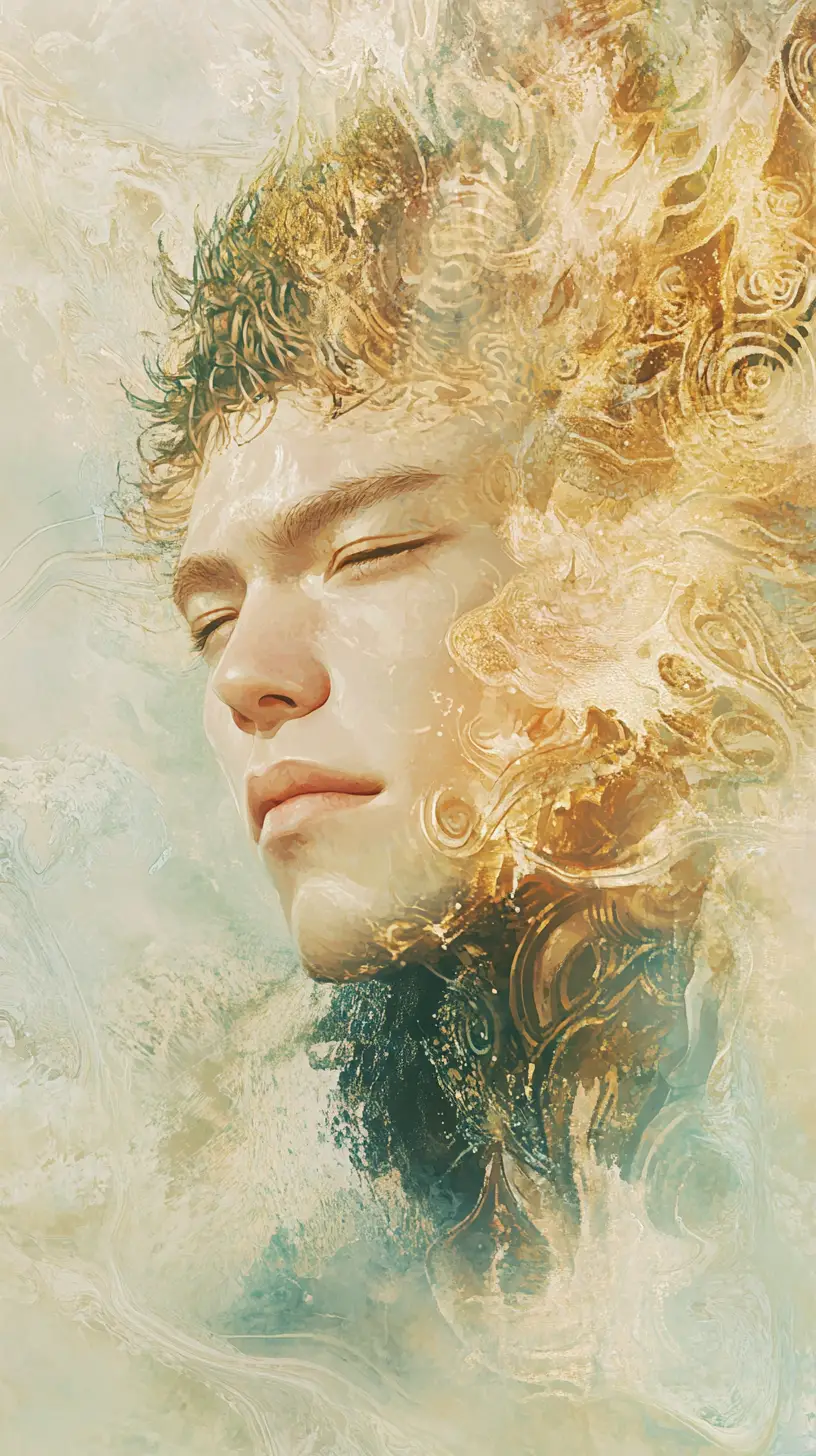 Surreal portrait of a man with a distorted dreamlike face