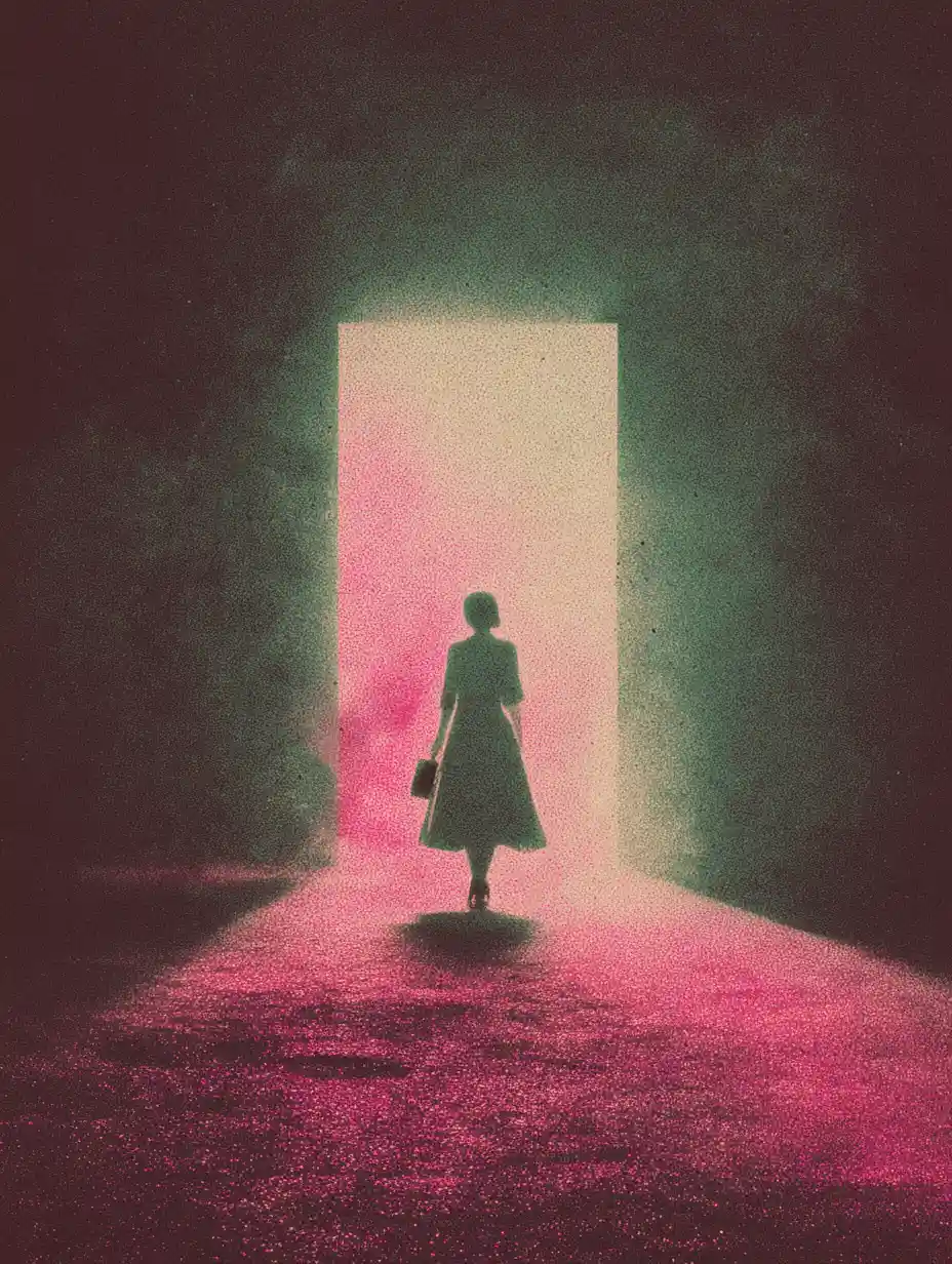 Moody surreal artwork with ben day dot texture