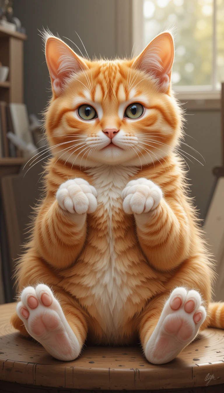 Gato naranja gordito realista en obra maestra de pintura digital