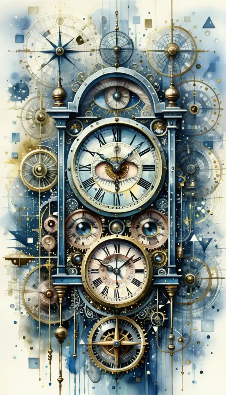 Steampunk-Smartphone-Uhr, umgeben von messingfarbenen Uhrwerkszahnrädern