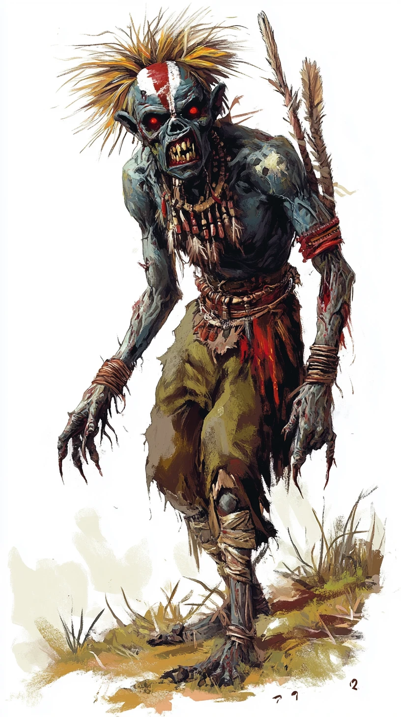 Esprit Tokoloshe malicieux de la mythologie zouloue, debout et solitaire