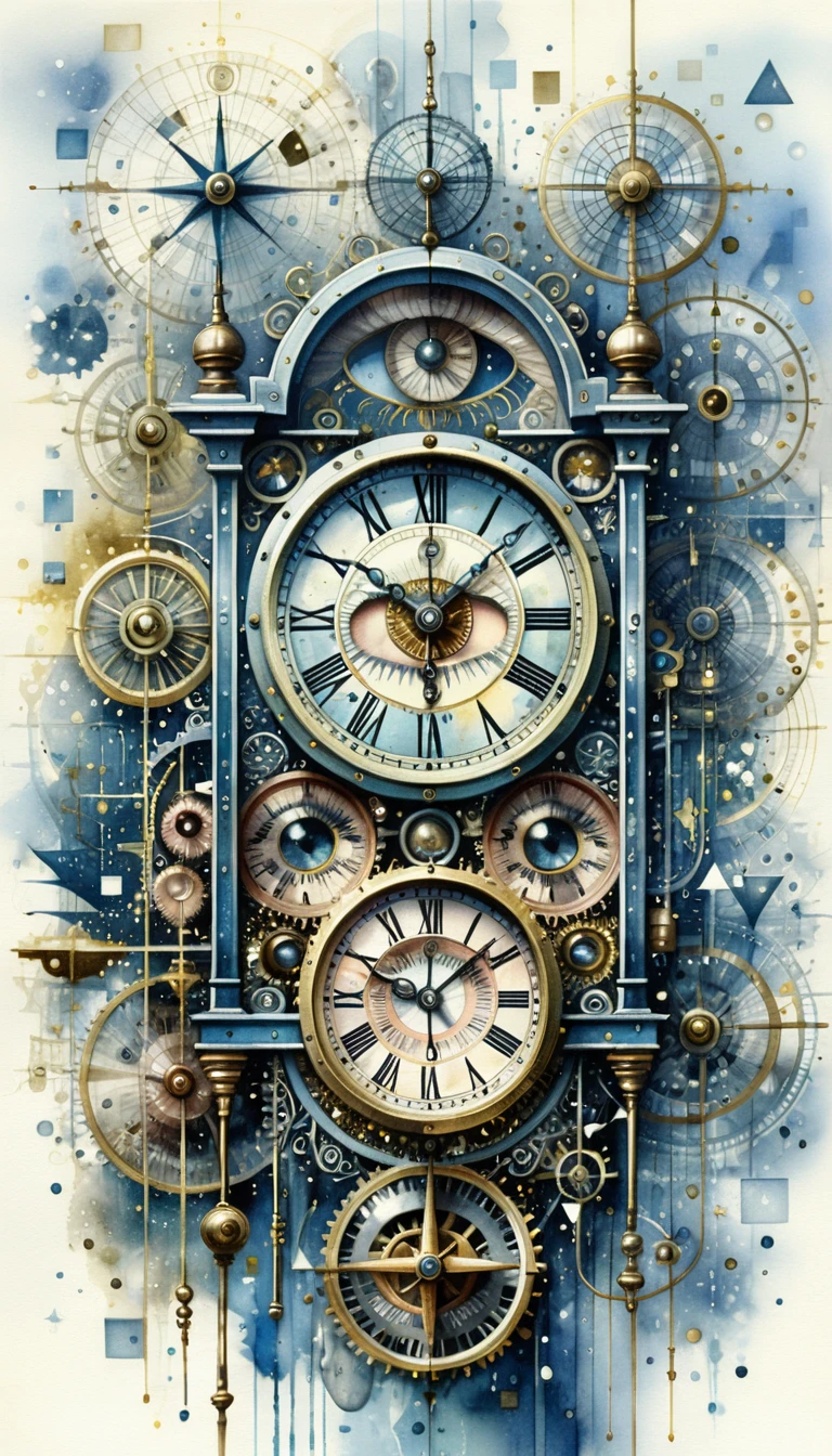 Steampunk-Smartphone-Uhr, umgeben von messingfarbenen Uhrwerkszahnrädern