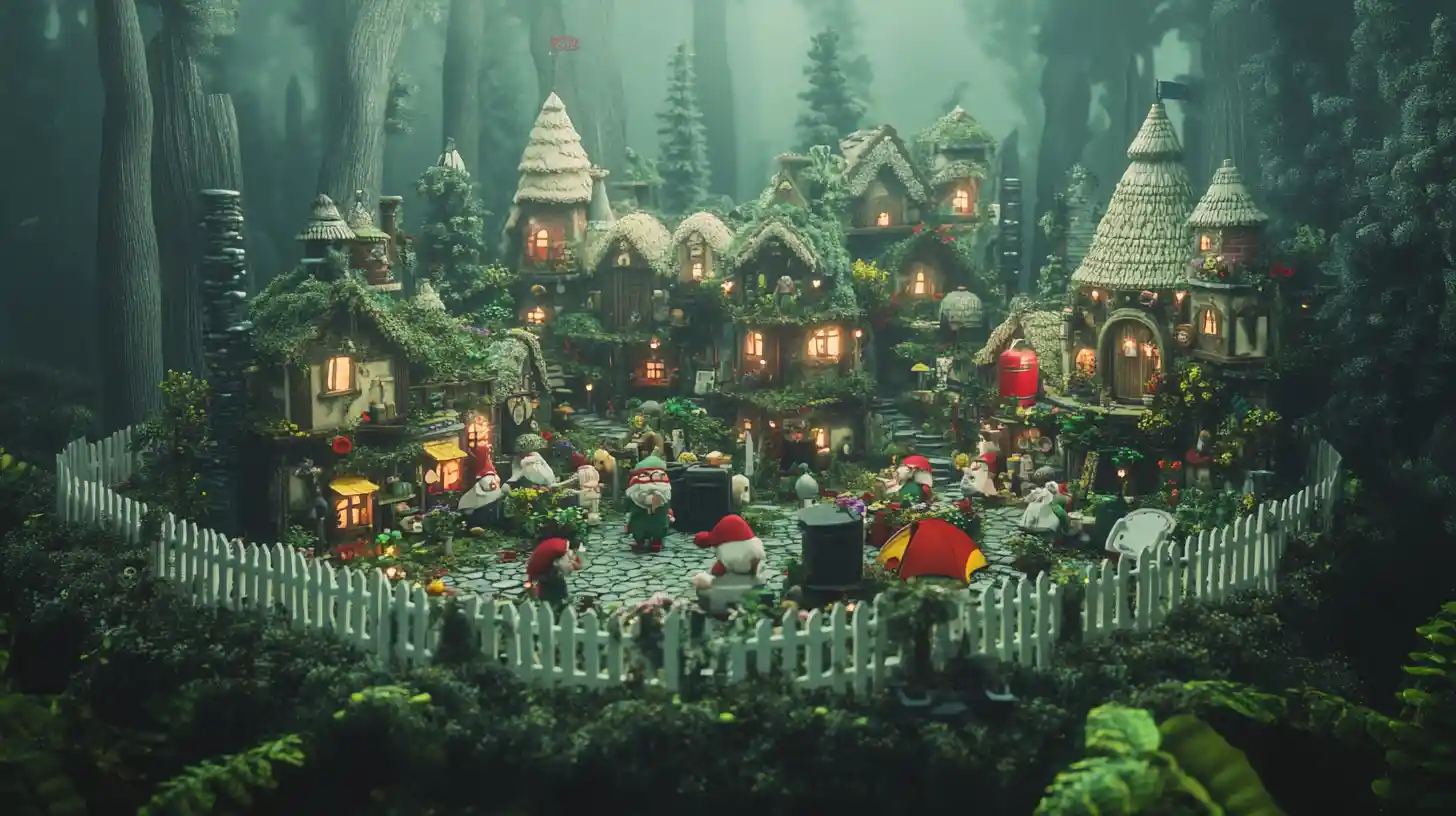 Whimsical Gnome Village Built From Colorful Camping Gear