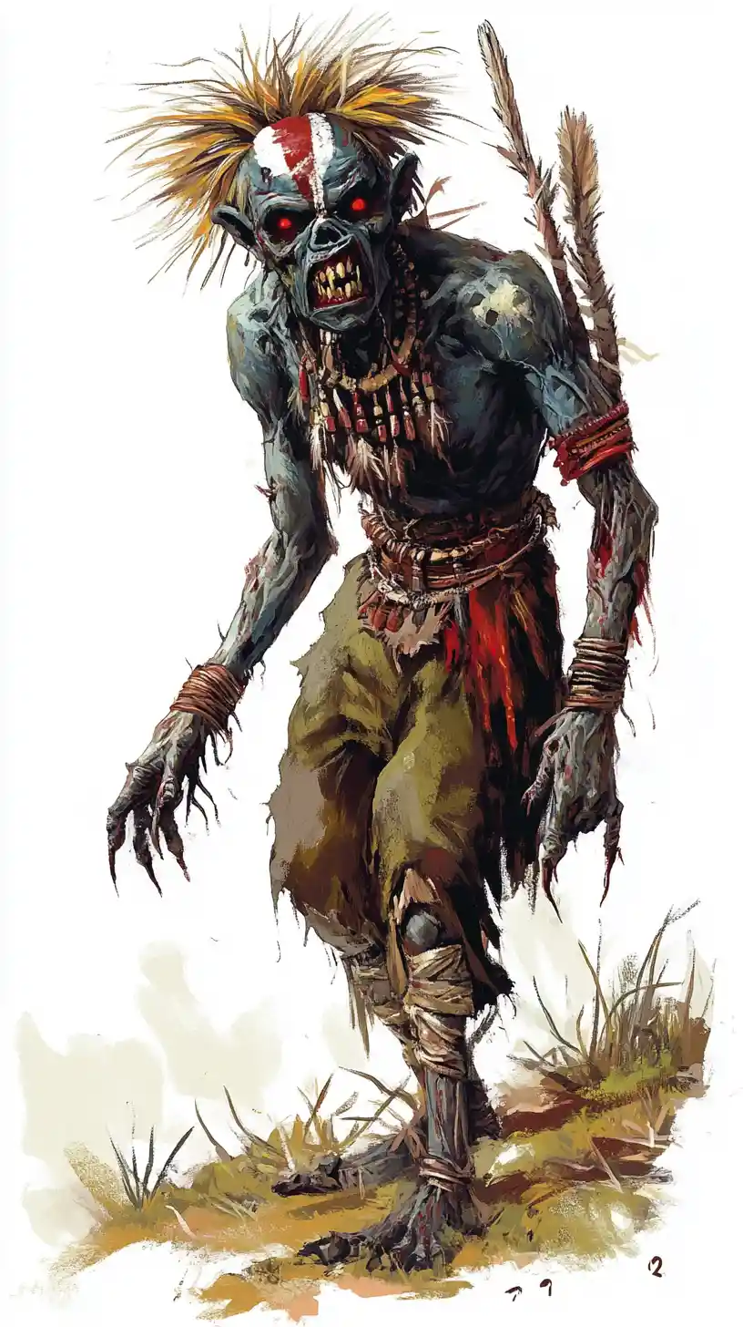 Esprit Tokoloshe malicieux de la mythologie zouloue, debout et solitaire