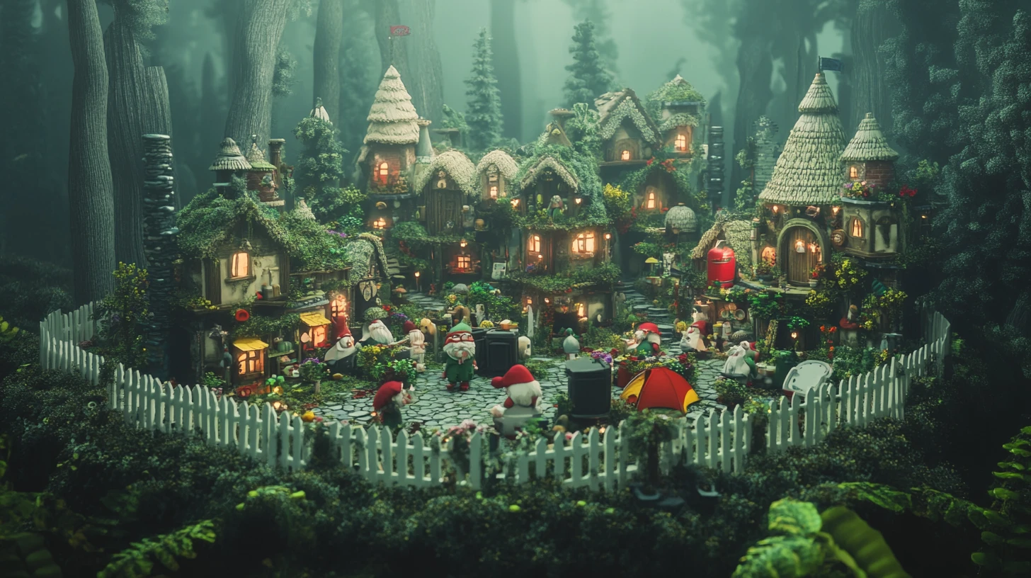 Whimsical Gnome Village Built From Colorful Camping Gear
