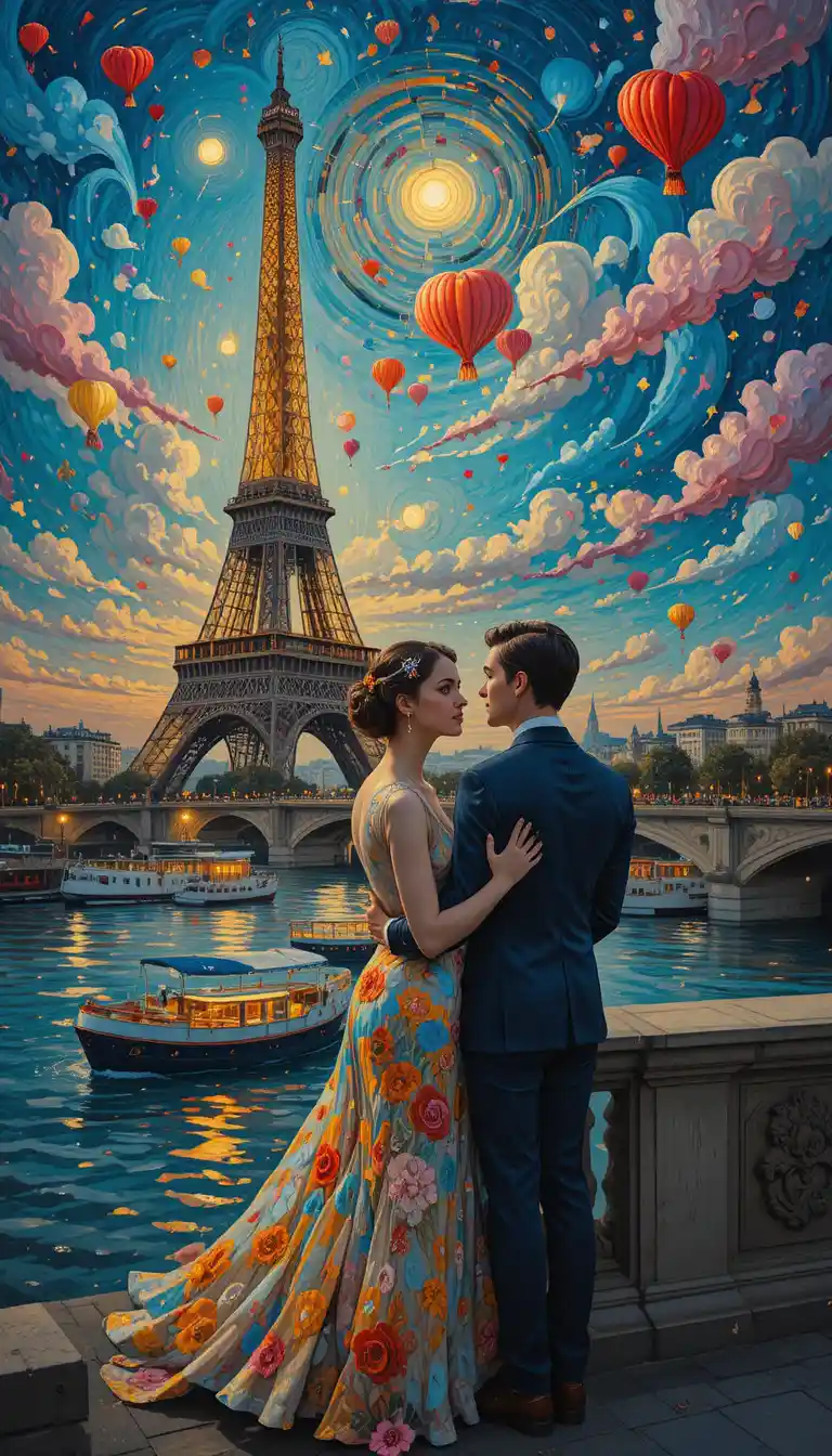 Romantic young poet in Paris beneath the Eiffel Tower