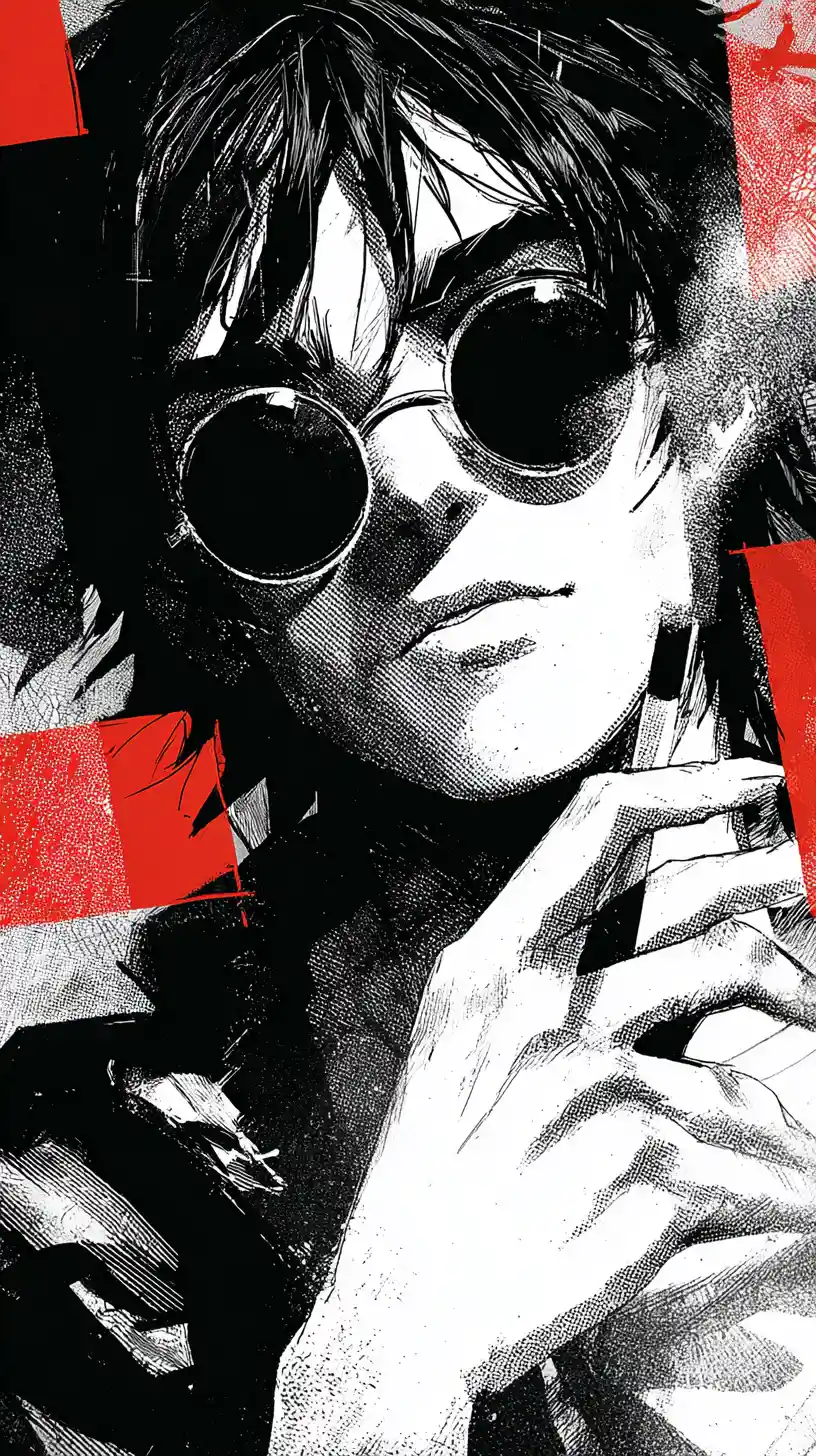 Rebellischer junger Mann mit Zigarette in gewagtem Manga-Porträt