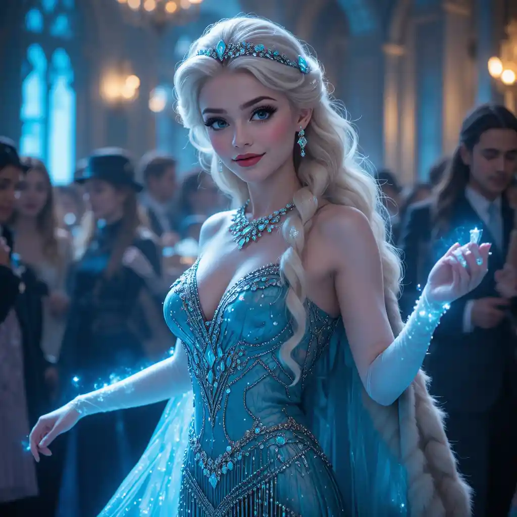 Ice queen dancing the Charleston in vintage flapper glamour