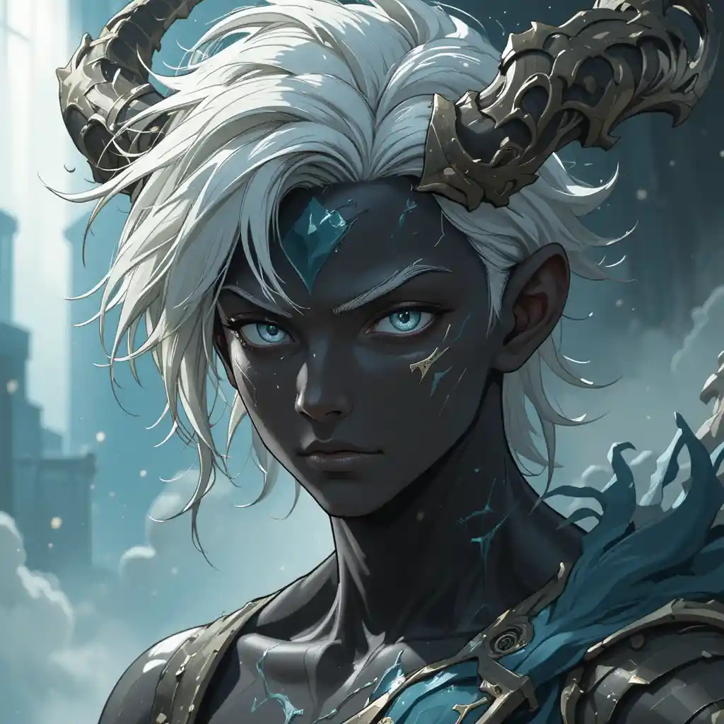 Junger, dunkelhäutiger Gott des urtümlichen Chaos in der Welt von Wakfu