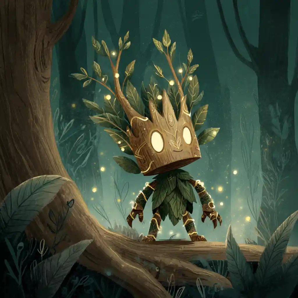Whimsical Forest Creature Guarding Roots In Enchanted Woods