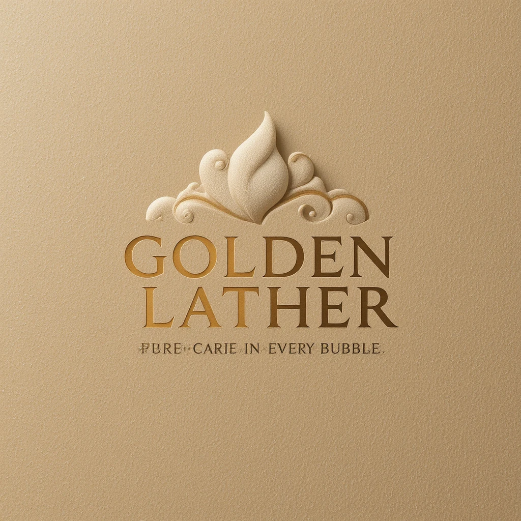 Logo Golden Lather per sapone di lusso con design oro e crema