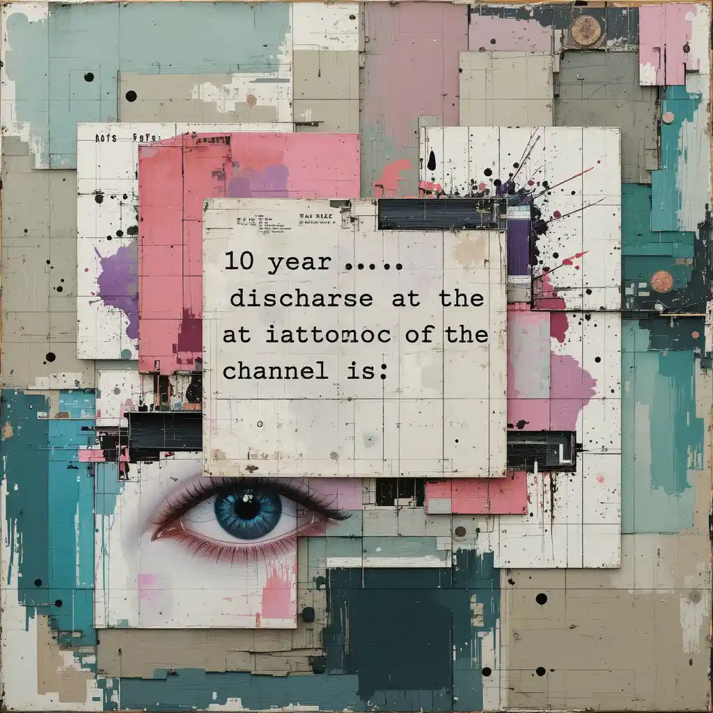 Layered abstract collage with text fragments and hidden faces