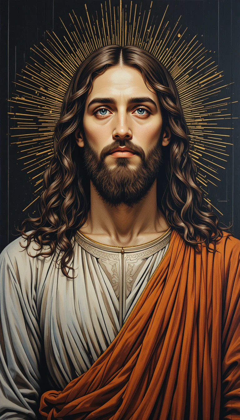Serene ink portrait of Jesus with compassionate gaze