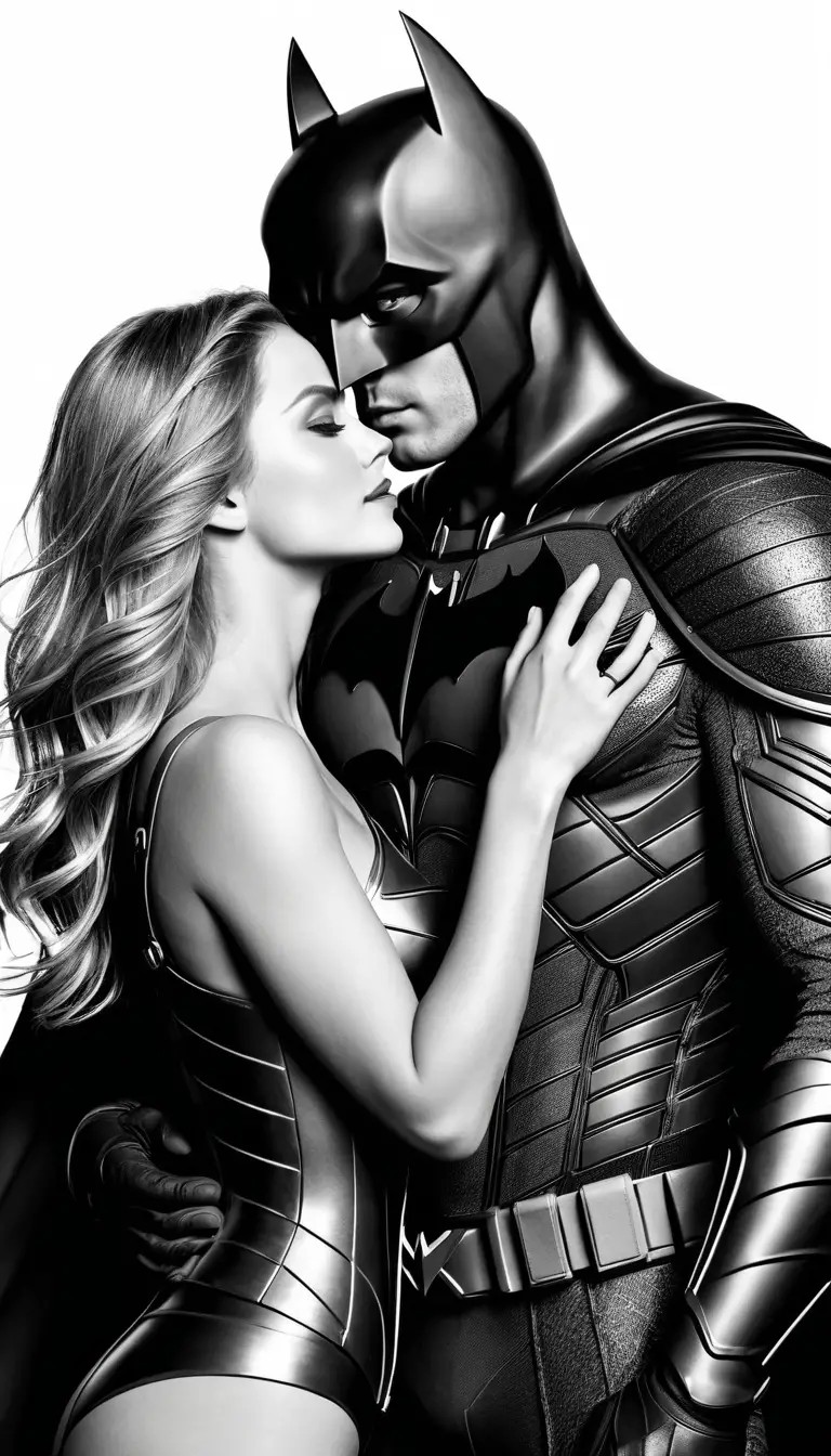 Romantic selfie of a superhero couple in dark city