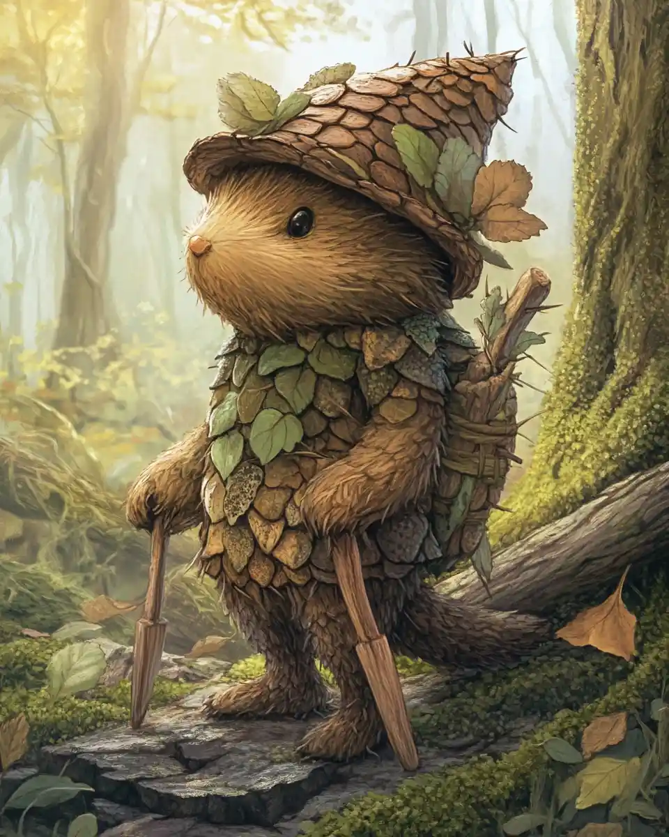 溫馨魔幻森林中的奇趣樹枝生物