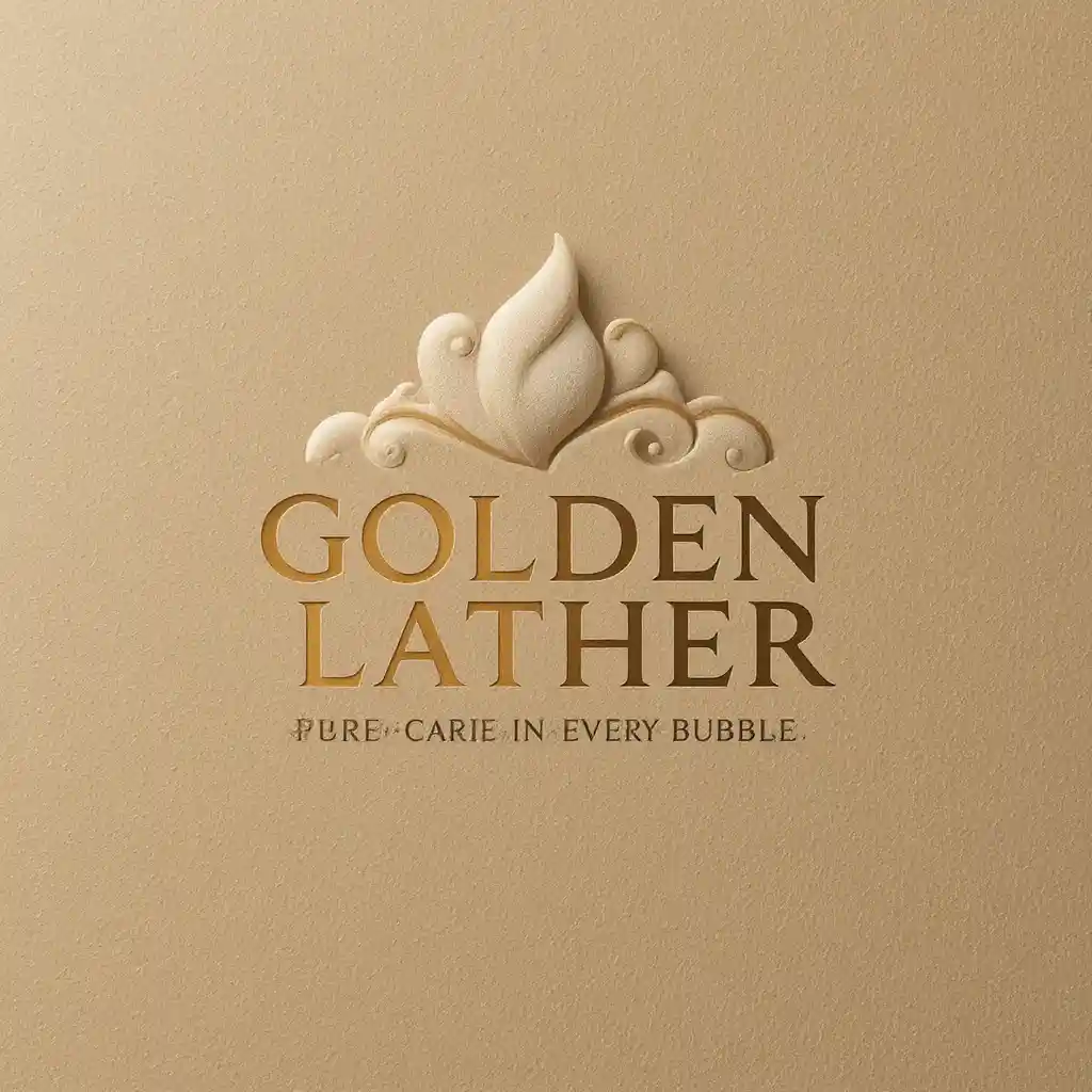 Golden Lather Luxus-Seifenlogo mit Gold- und Creme-Design