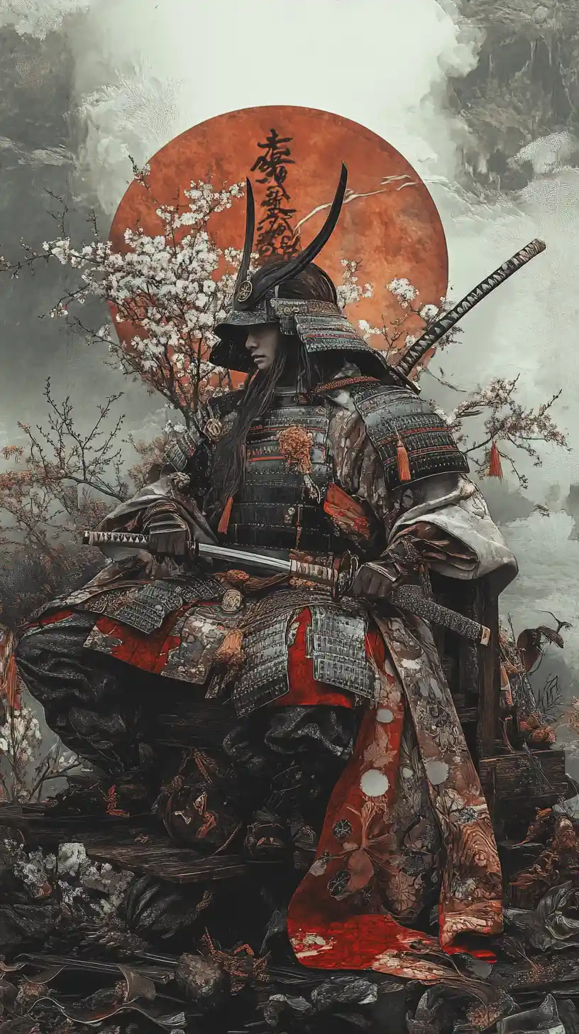 Illusione surreale di un samurai in dark fantasy