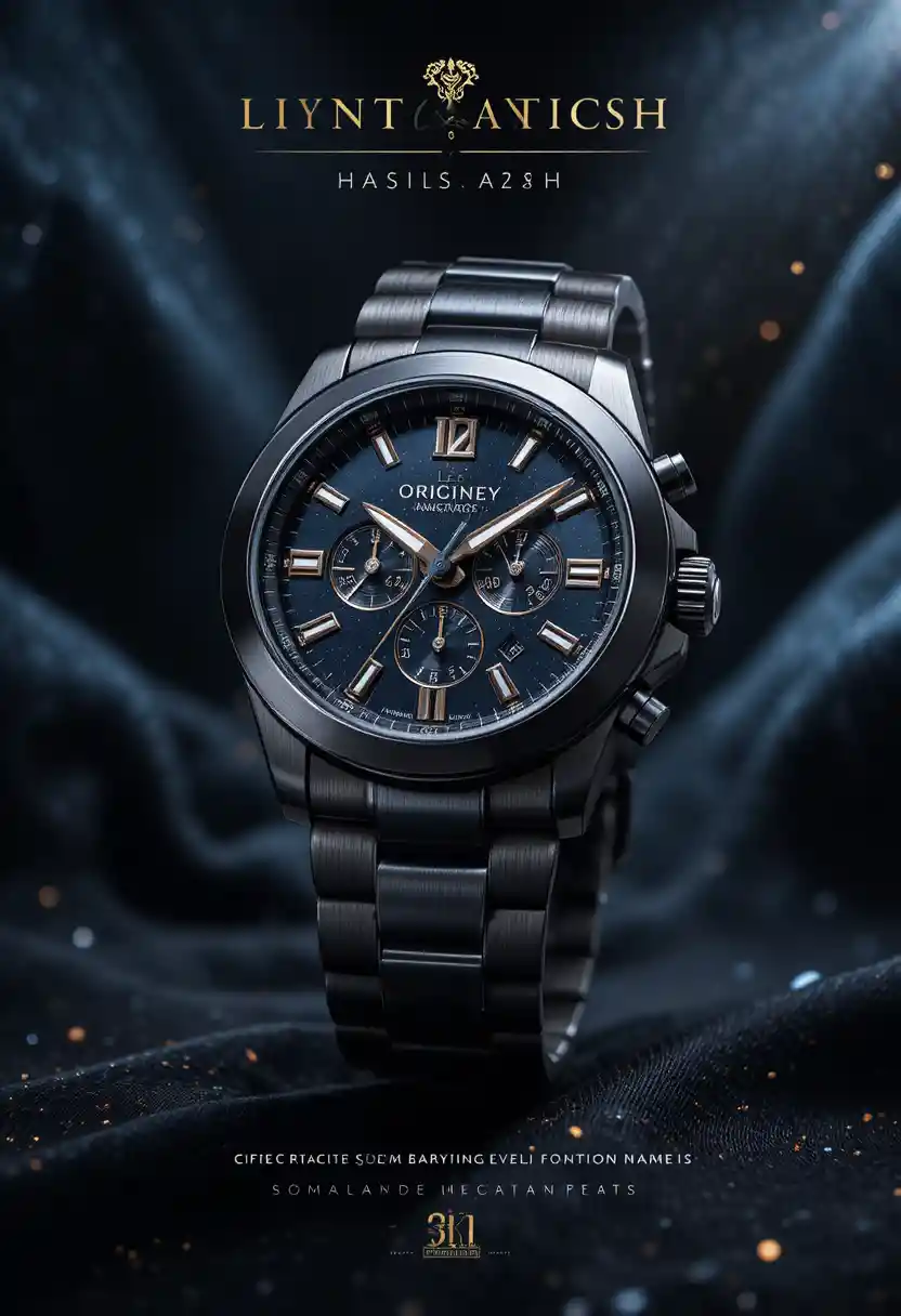 Luxury mens wristwatch on cinematic dark background