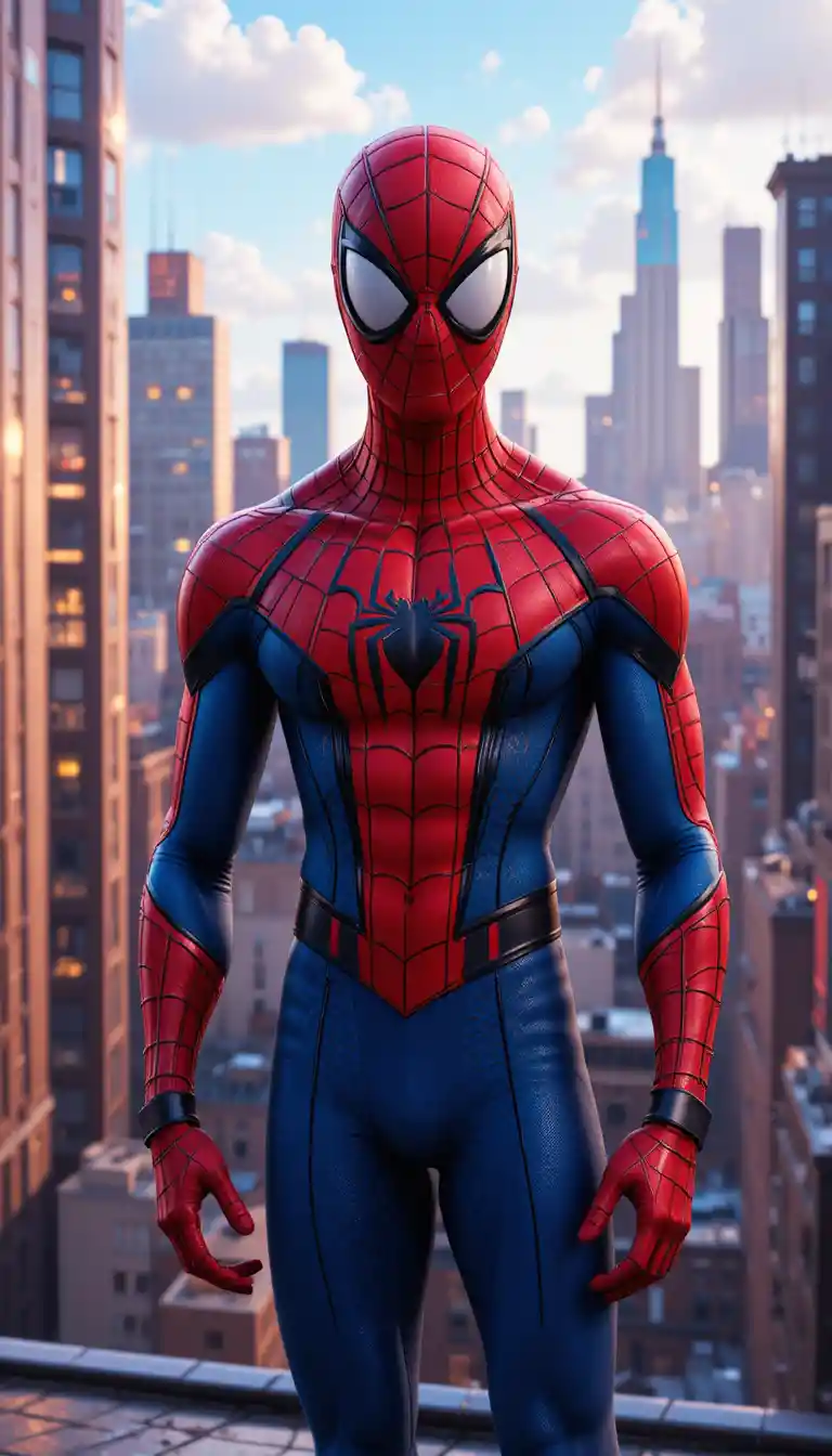Superhero On City Rooftop In Colorful 3D Cartoon Style