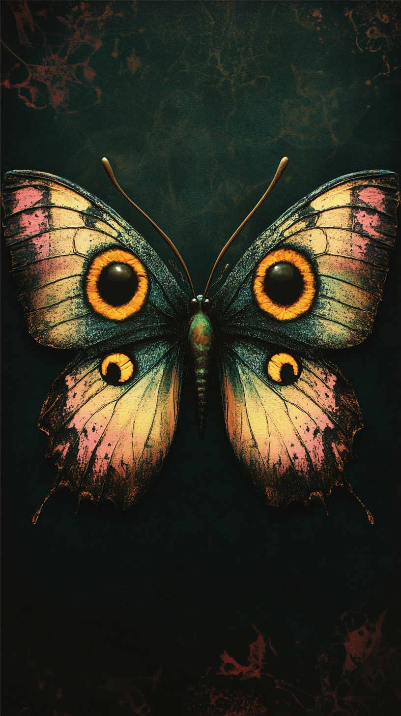 Surrealer Schmetterling erhebt sich aus einem düsteren, verdrehten Fantasiereich