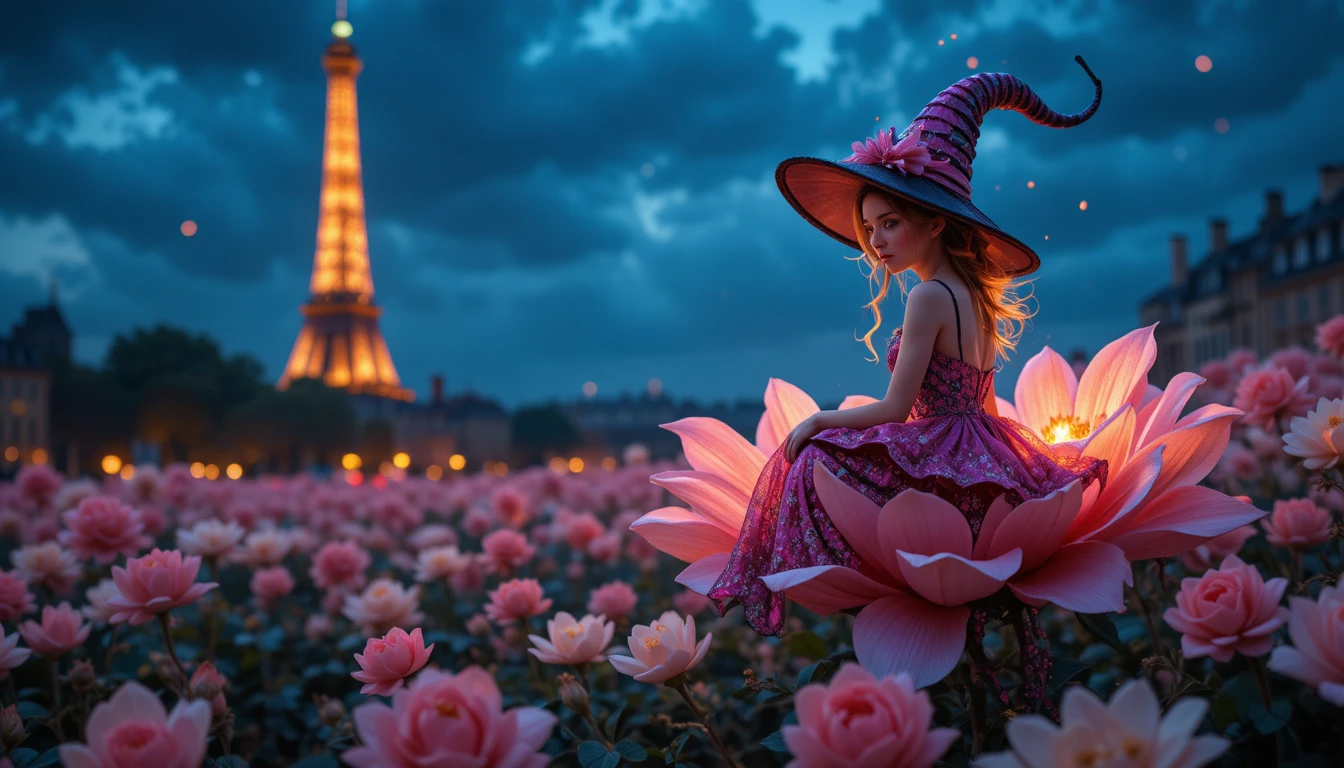 Ladybug resting on a flower with Paris softly behind