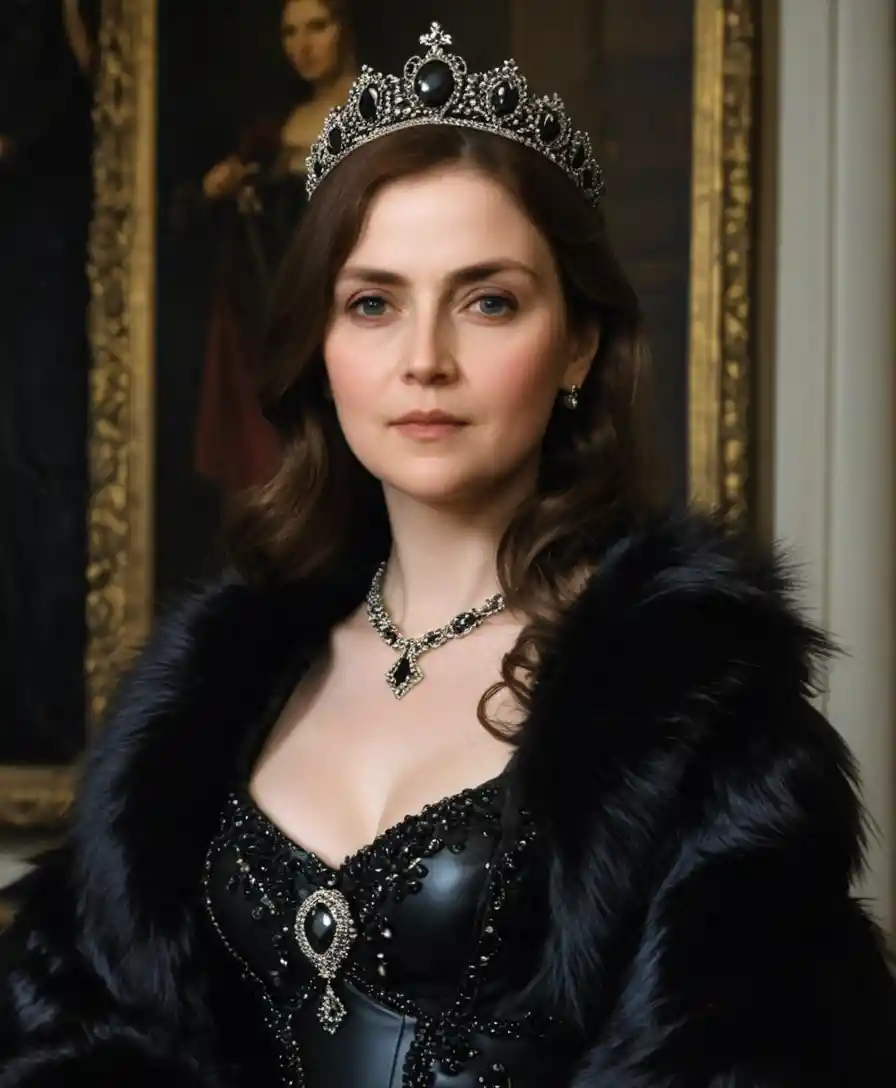 Renaissance portrait of a Scottish queen in black gown