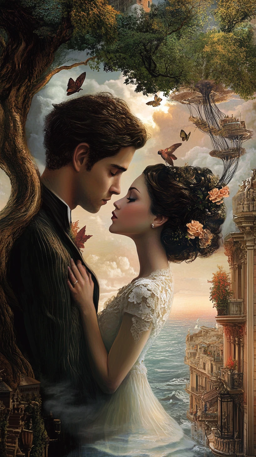 Surreal Optical Illusion Scene Blending Romance And Love