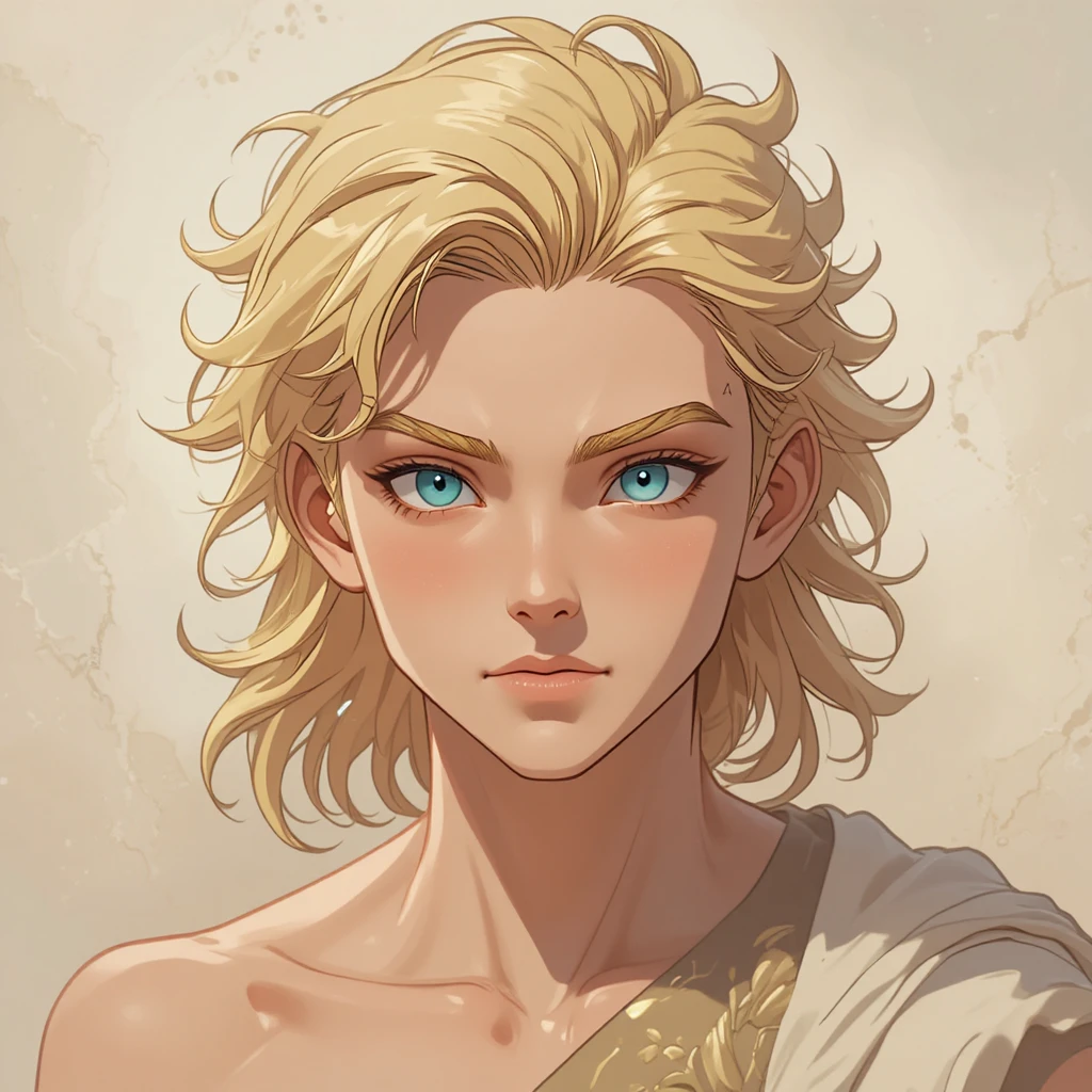 Giovane dio dell’amore fantasy con pelle chiara e capelli biondi