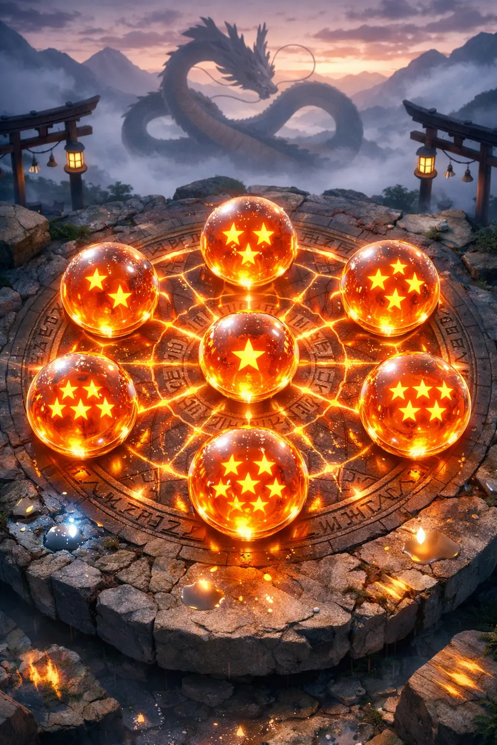 七顆發光水晶球組成的動漫曼陀羅光環