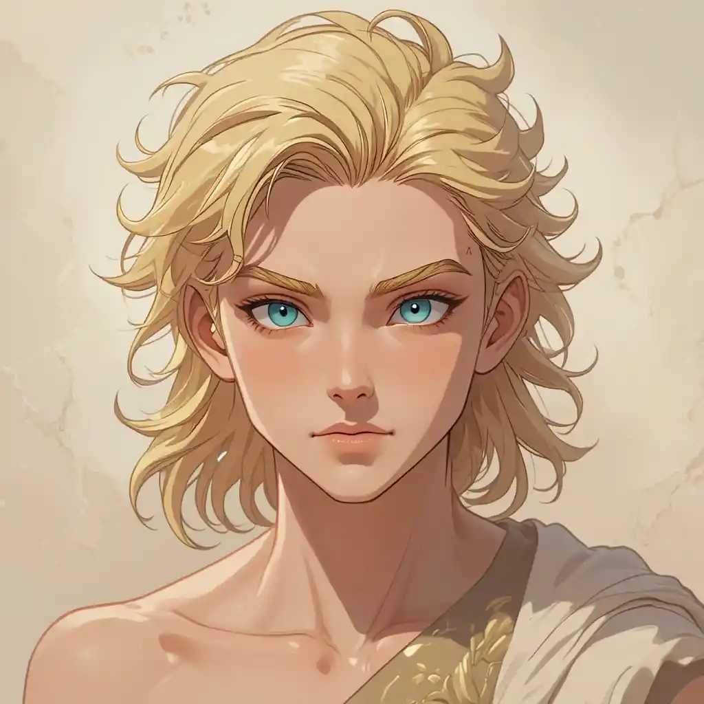Giovane dio dell’amore fantasy con pelle chiara e capelli biondi