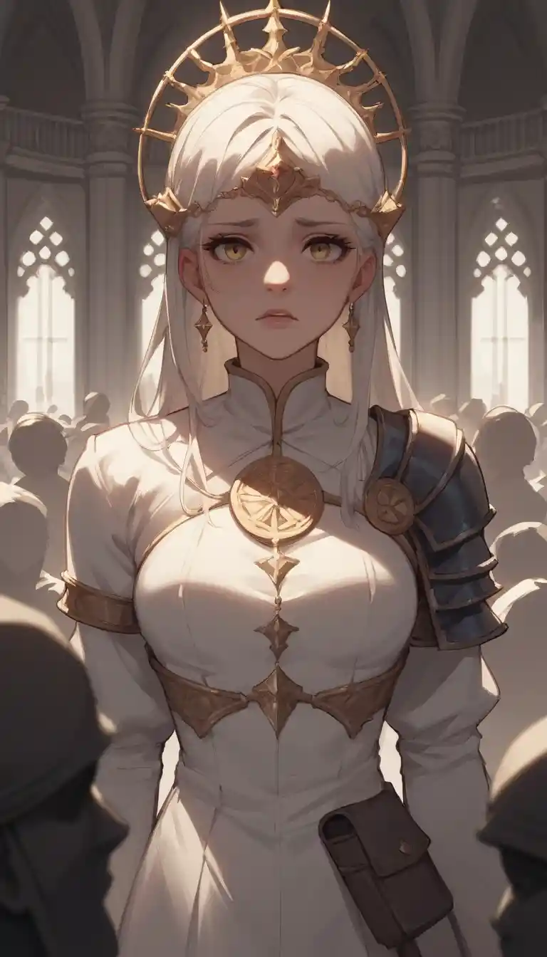Close-up de garota cavaleira de anime com mantos esfarrapados e esvoaçantes